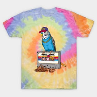 Cool Budgie with a Cassette T-Shirt